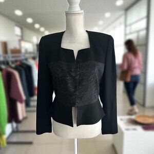 ZELDA Vintage Black Lace Paneled Long Sleeve Jacket Blazer Size 6